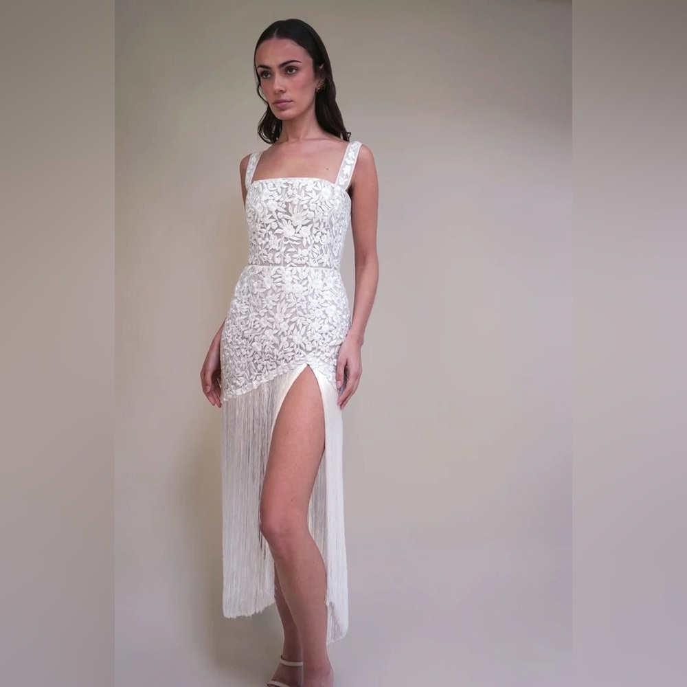 Hermione de Paula Miniature Rose Tassel Mini Gown